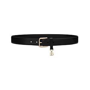 Dolce & Gabbana Women's Logo Charm Leather Belt  - Black - Size: 90 cm / 35 in