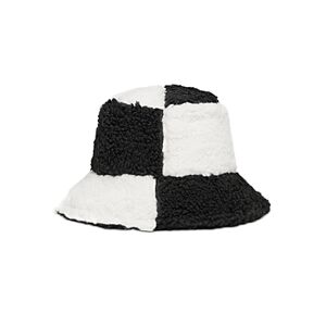 Jocelyn Checkered Faux Shearling Bucket Hat  - Black/White