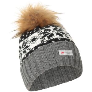 Mountain Warehouse Thinsulate Fairisle Womens Pom Pom Beanie - Black - Black - Size: ONE