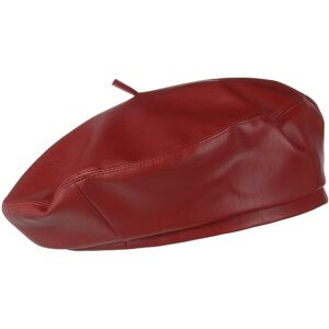 Faux Leather Beret by Lipodo - bordeaux - Female - Size: L/XL (58-60 cm)