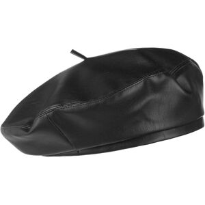 Faux Leather Beret by Lipodo - black - Female - Size: S/M (55-57 cm)