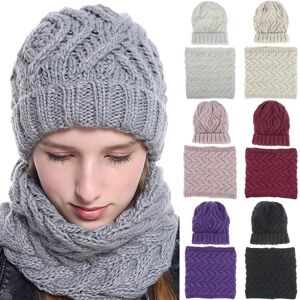 leisure wear Hat and Scarf Set Ladies Womens Beanie Knitted Neck Warmer Thermal Winter Wooly Cap