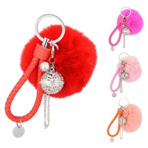 Bag Accessorries Ball Bell Chain Pompom Pendant Braided Rope Keychain Bag Ornaments