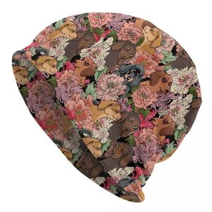 91530326MAC20BWG5P Flower Dachshund Camouflage All Season Beanies Beanies Caps Accessories Women Luxury Beanies Hat