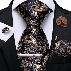 Dibangu 2020 Men's Luxury Necktie Set Paisley Silk Tie Hanky Cufflinks Boutonniere With Metal Tie Clip