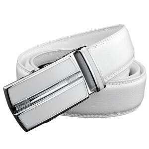 CHANGHAO White Plus Size Men Leather Belt 130 140 150 160cm Real Cow Genuine Leather Automatic Buckle Width Men Waist Straps For Jeans