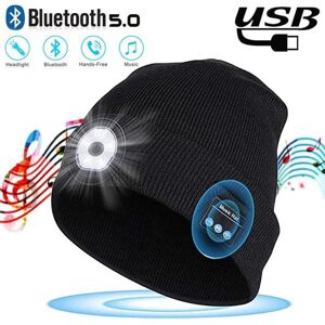Electronic Welfare Mall Multi-Functional Winter Warm Beanie Bluetooth Music Hat With LED Emergency Light Built In Speaker For Outdoor Jogging Hiking