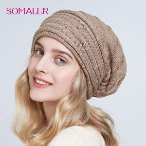 SOMALER Women Winter Knit Hats Casual Slouchy Beanies Soft Oversized Warm Lining Lady Caps