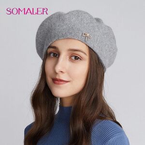 SOMALER French Style Berets for Women Wool Knit Beret Hats with Ornament Elengant Winter Beanie Hats