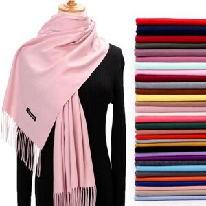 Yiwu Zexiang E-commerce Co., Ltd Women Winter Scarf Pure Cashmere Scarves with Tassel Thick Neck Warm Headband Lady Shawls Wraps