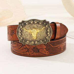Scented Vintage Western Belt Longhorn Bull Belt Buckle Belt Cowboy Belts For Men Western With Big Buckle Jeans Belt Leather Belt