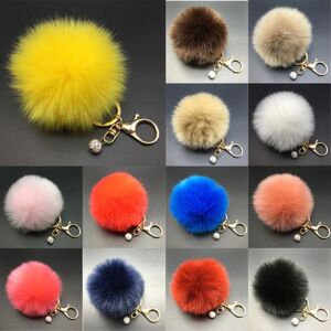 Bag Accessorries Fluffy Pompom Ball Car Pendant Handbag Charm Key Chain Keyring