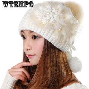 WTEMPO Hat Female Winter Woolen Hat Girl Student Cute Autumn and Winter Warm Ear Protection Knitted Hat