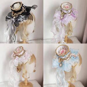 White Horse Prince Teacup-shaped Small Top Hat Cap Lolita Hair Accessories Headdress Palace Style Party Spanish Flat Hats