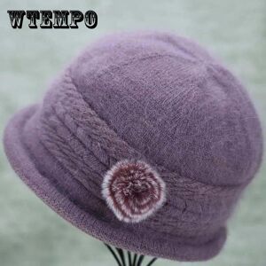 WTEMPO Middle-aged and Elderly Winter Hat Women Plus Velvet Warm Grandma Cotton Hat Winter Mother Knitted Woolen Hat Old Lady Hat