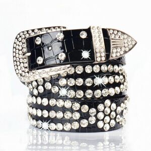 Faylisvow 1Pc Fashion Women Belt Rhinestone PU Leather Waistband Glitter Studded Adjustable Bling Crystal Accessories