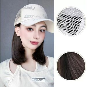 WTB Hats Wigs Women's Long Hair Integrated Fashionable Buckle Collarbone Hair Full Set Baseball Duck Tongue Hat Sunshade Wig Hat