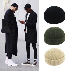 InFayeWH Beanie Casual Short Thread Hip Hop Hat Adult Men Beanie Wool Knitted Beanie SkullCap Elastic Hats