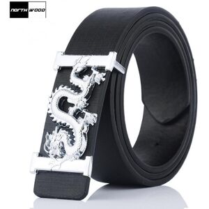 Northwood Mens Leather Belt Dragon Alloy Buckle Belt for Men Fashion Leather Belt Black Belt Chain Waist