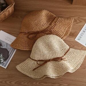 dalabjng Bowknot Foldable UV Protect Female Chapeau Wide Brim Beach Hat Sun Hat Raffia Straw Hat Summer Hat