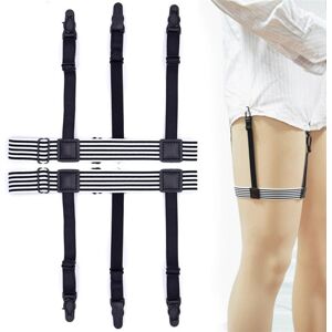 Adamyou Men's Shirt Stays Garters Elastic Adjustable Shirt Holders Striped Suspenders Straps Anti-skid Belt