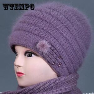 WTEMPO Hat Women's Winter Warmth and Thick Velvet Old Lady Rabbit Woolen Hat Mother Hat