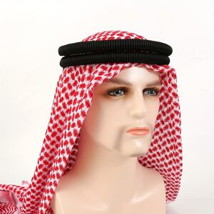 Temu Men's Classic Elegant Red Headscarf & Black Headband Set, Arab Style Premium Hair Accessories Red And White