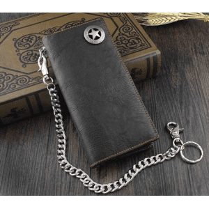 Temu High Quality Biker Rock Star Card Money Leather Wallet With Chain, Vintage Multi-card Card Holder, Ideal Gift For Men Black