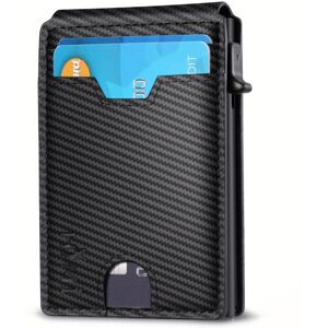 Temu 1pc Men's Slim Multi Card Slots Credit Card Holder, Bifold Minimalist Wallet, Pop Up Card Case With Gift Box Carbon Fiber Black