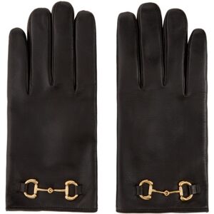 Gucci Black Leather Horsebit Gloves  - 1000 BLACK - Size: ˝ 9 - male