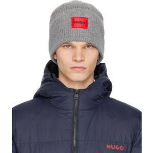 Hugo Boss Gray Logo Label Beanie  - 069 Open Grey - Size: UNI - male