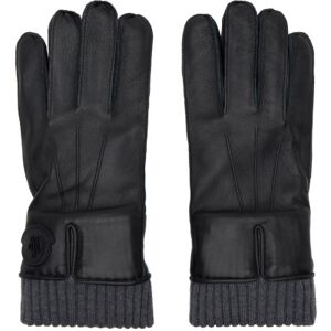 Moncler Black Leather Gloves  - 999 BLACK - Size: Medium - male