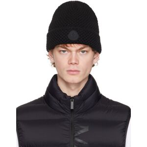 Moncler Black Virgin Wool Beanie  - 999 BLACK - Size: UNI - male