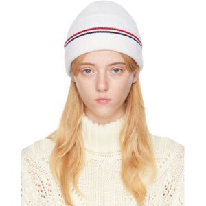 Thom Browne White Pointelle Beanie  - White - Size: UNI - female