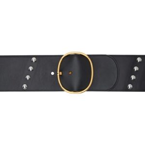 ALAÏA Black Ovale Studded Belt  - 956 Noir/Or - Size: cm 75 - female