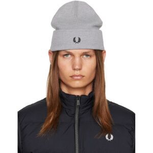 Fred Perry Gray Embroidered Beanie  - STEEL MARL - Size: UNI - male