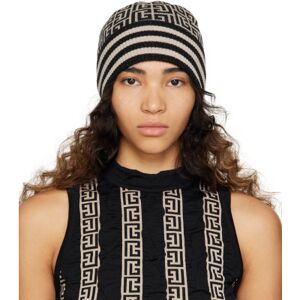 Balmain Black & Taupe Monogram Beanie  - Glo Ivoire/Noir/Or - Size: UNI - female