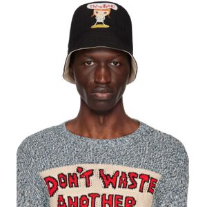 Stella McCartney Black 'Stop The Bombs' Sinister Child Bucket Hat  - 1019 ULTRA BLACK - Size: cm 56 - male