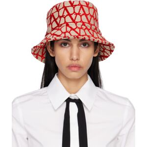 Valentino Garavani Red & Beige 'Toile Iconographe' Bucket Hat  - J4A Naturale/Rosso V - Size: Medium - female