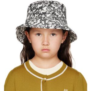 Bonpoint Kids White & Black Flowers Bucket Hat  - Fleurs Noir - Size: 5Y - unisex