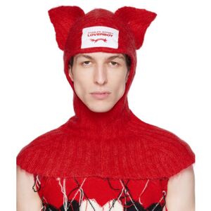 Charles Jeffrey LOVERBOY Red Chunky Ears Balaclava  - RED RED - Size: UNI - male