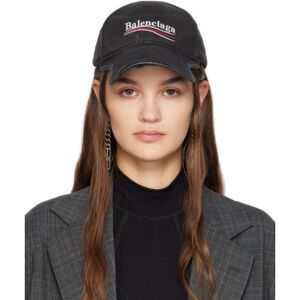 Balenciaga Black Up Political Cap  - 1077 Black/White - Size: Large - female