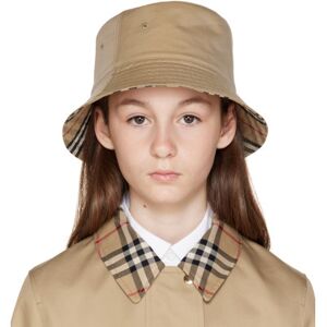 Burberry Kids Beige Check Reversible Bucket Hat  - HONEY - Size: 4-6Y - unisex