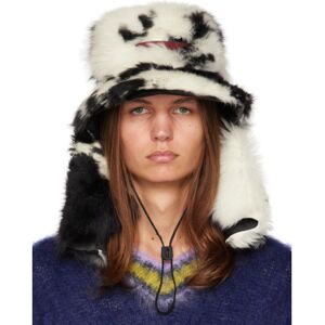 Marni White & Black Quilted Shearling Hat  - RON98 BLACK/WHITE - Size: Small - male