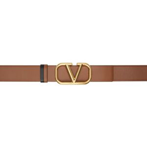 Valentino Garavani Brown Reversible VLogo Belt  - 11J Selleria-Nero - Size: cm 75 - female