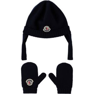 Moncler Enfant Baby Navy Rib Beanie & Mittens Set  - 742 - Size: XXXS - unisex