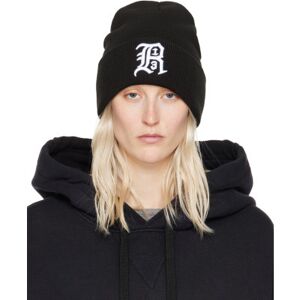 R13 Black Embroidered Beanie  - Black - Size: UNI - female