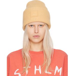 Acne Studios Beige Large Face Logo Beanie  - CPA Biscuit Beige - Size: UNI - female