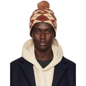 Acne Studios Beige & Red Argyle Jacquard Beanie  - DKE beige/deep red - Size: UNI - male