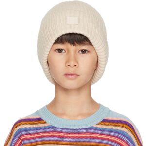 Acne Studios Kids Beige Patch Beanie  - Oatmeal - Size: 3-4Y - unisex